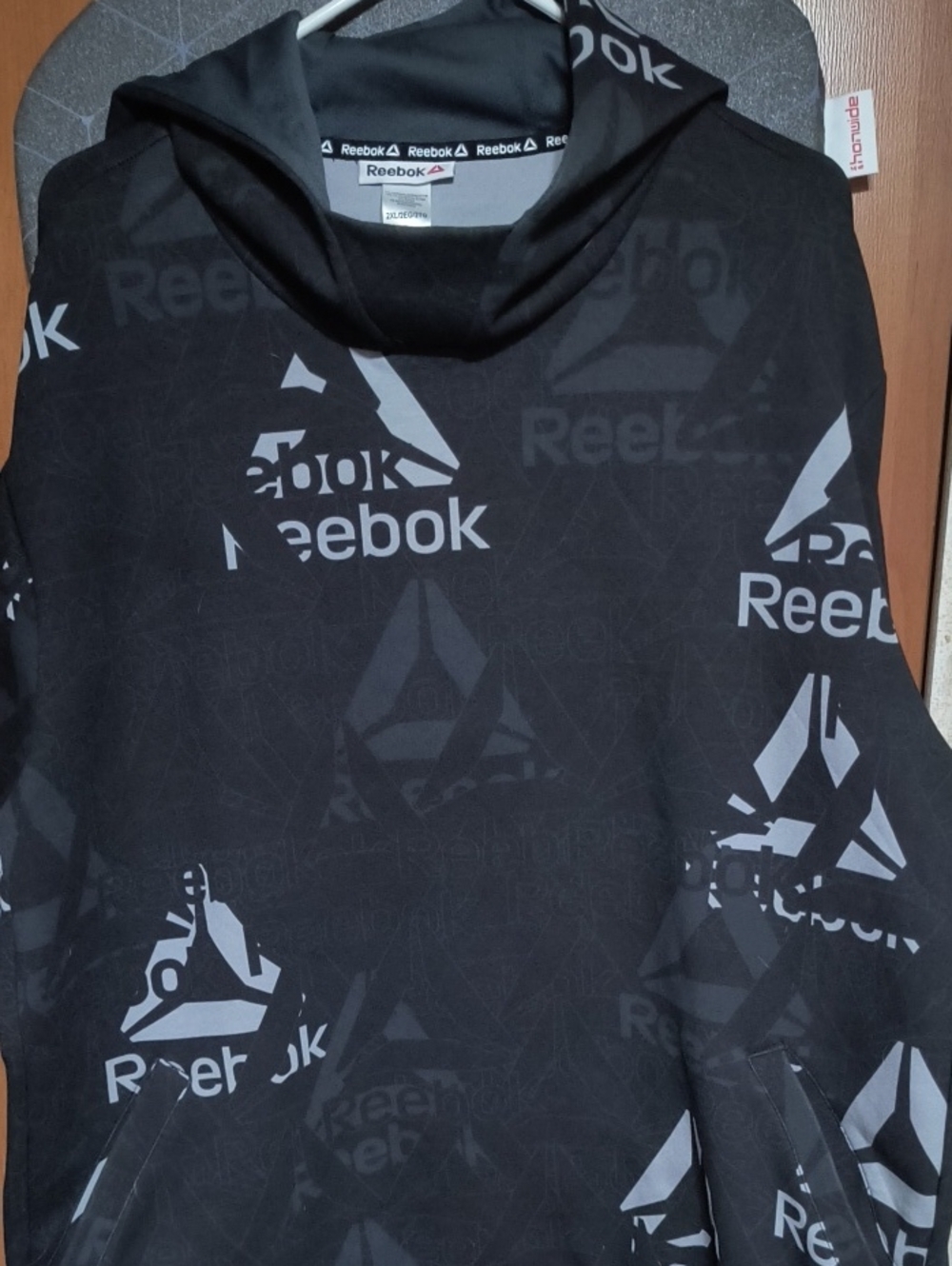 Reebok Men’s Black/Gray Logo Turtleneck Hoodie Sweater